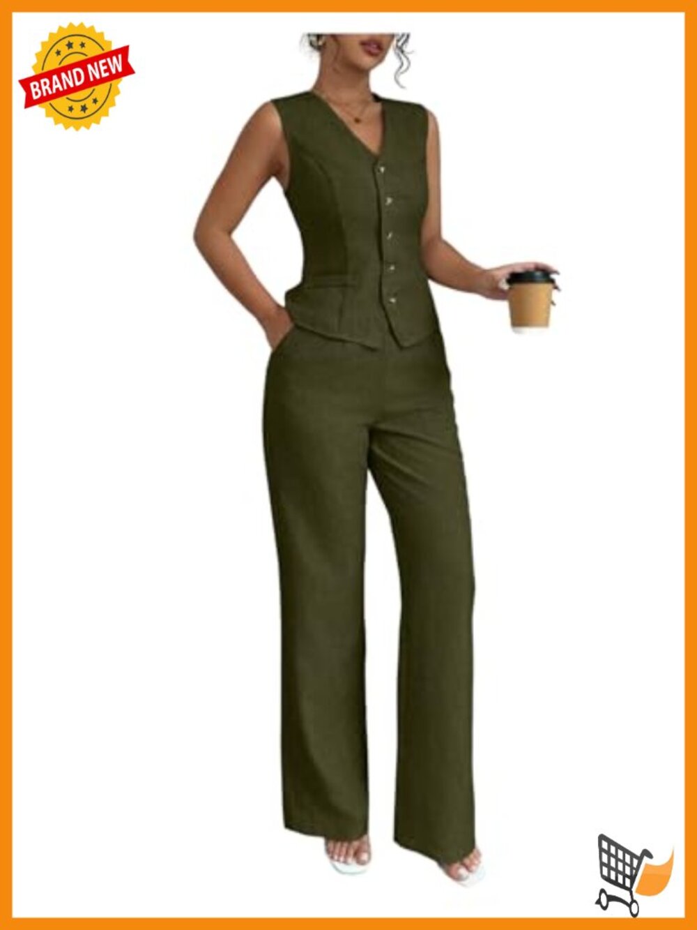 2 Piece Vest Top and Pants Set Work Office Outfit